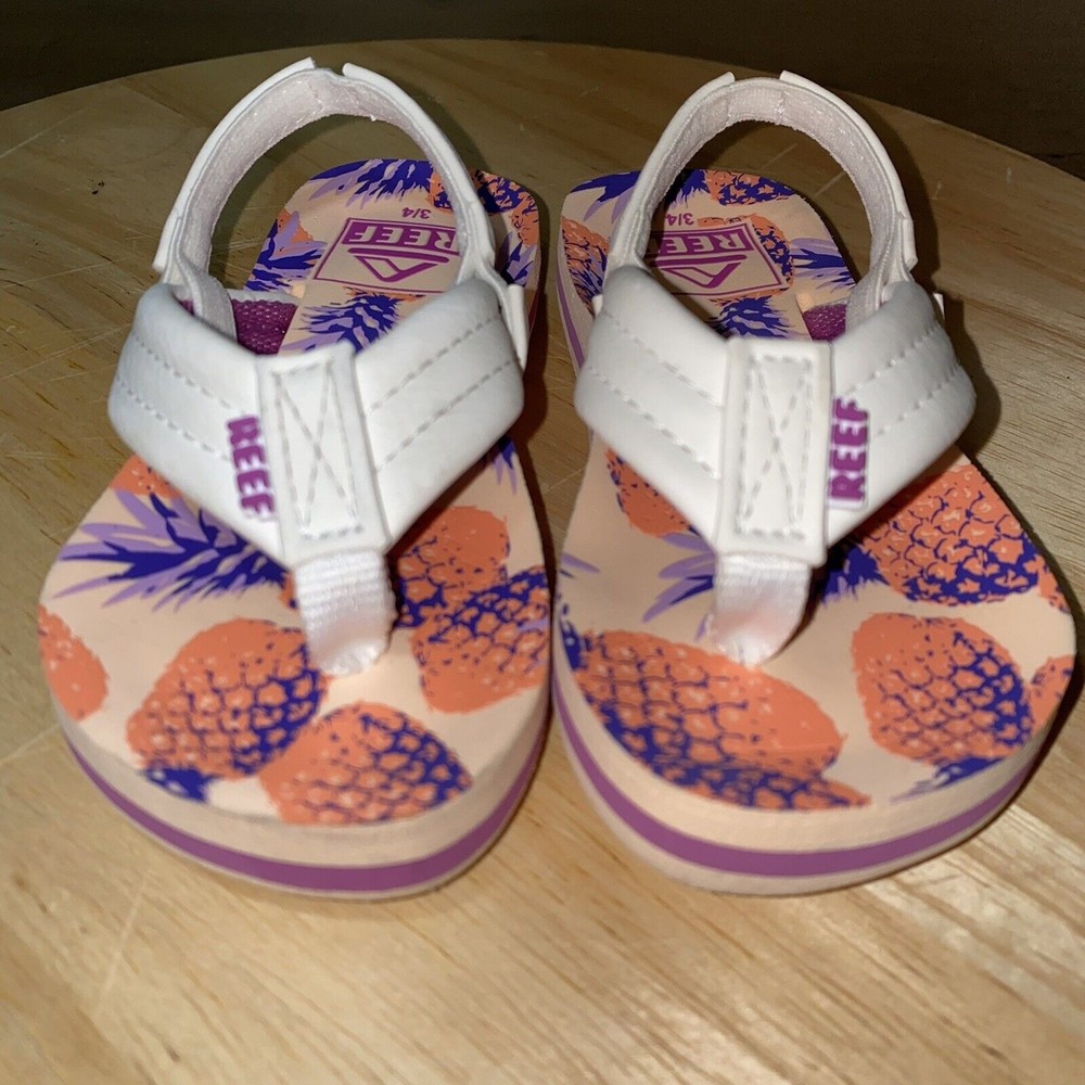 Reef Flip Flops Sandals Little Ahi 3/4 Infant Toddler Baby Pineapple Summer Cute